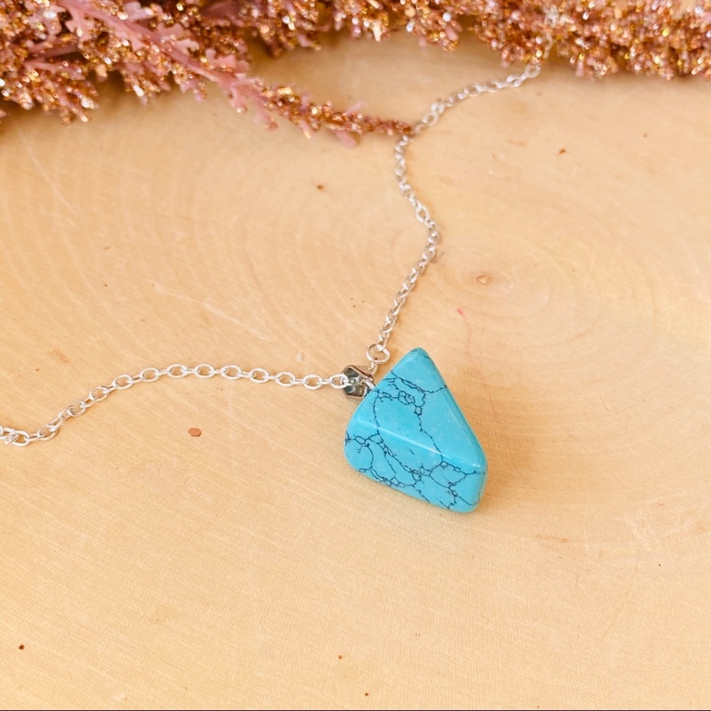 Triangle Turquoise Gemstone Sterling Necklace